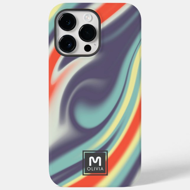 Coques Case-Mate iPhone Couleurs pastel Abstraites de peinture Monogramme  (Verso)