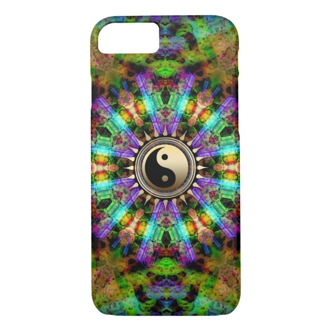 Coques Case-Mate iPhone Couleurs psychédéliques Gold YinYang iPhone 7 Coqu (Dos)