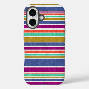 Coque Pour iPhone 16 Couleurs Rétro Texturé Rayé