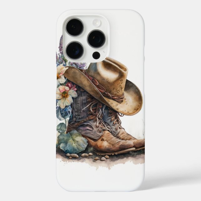 Coques Case-Mate iPhone Country Cowgirl Boots Flower Hat Texas (Verso)