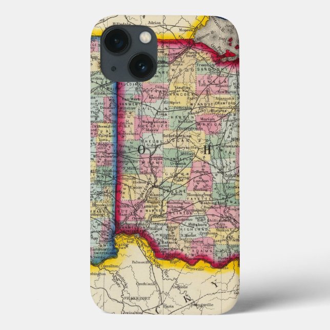 Coques Case-Mate iPhone County Map Of Ohio, And Indiana (Verso)