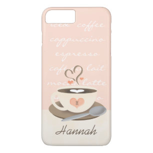 Coques Pour iPhone Coupe de café cardiaque monogramme
