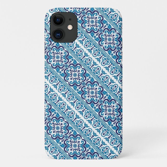 Coques Case-Mate iPhone Coupe de motif ukrainien décoratif bleu (Dos)