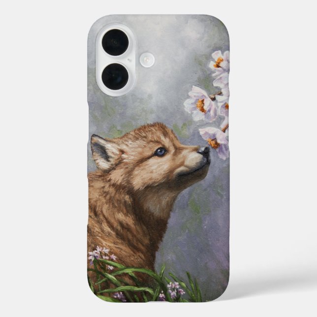 Coques Case-Mate iPhone Coupe et fleurs de loup gris mignonne pour bébé (Verso)