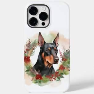 Coque Case-Mate iPhone Coupe festive Doberman Christmas Wreath