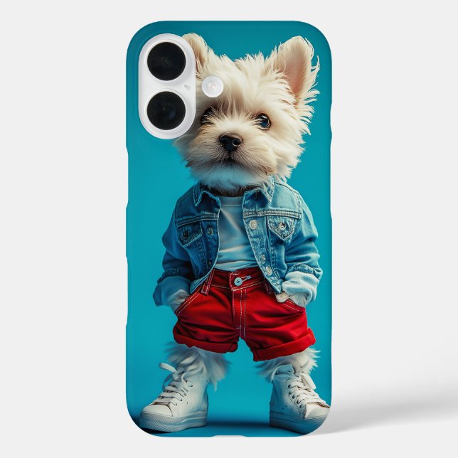 Coques Case-Mate iPhone Coupe Westie stylish en Denim et Basket (Verso)