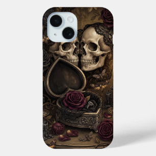 Coque Case-Mate iPhone Couple de squelettes gothiques Romance sombre Rose