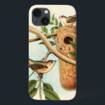 Coque Case-Mate iPhone Couple d'oiseaux sur un nid perché sur une branche<br><div class="desc">Cet imprimé d'art décoratif présente un couple d'oiseaux qui s'installe dans leur nid. L'illustration dégage une sensation de convivialité et d'harmonie tandis que les couleurs pastel vert,  beige et marron créent une agréable sensation de calme. Choisissez ce design pour n'importe quel produit de décoration rustique maison.</div>