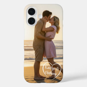 Coque Pour iPhone 16 Couple Love Heart Photo Names