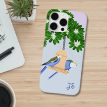 Couple mignon Parrots Joués Rosellas Monogramme