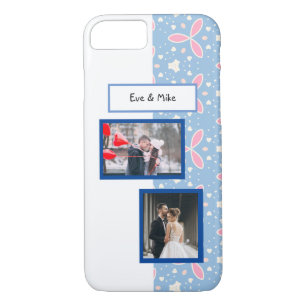 Case-Mate iPhone Case Couple Nom et Photo Blue Hearts Motif