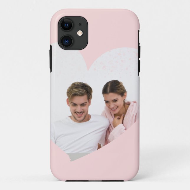 Coques Case-Mate iPhone Couple Photo Personnalisé Coeur rose (Dos)