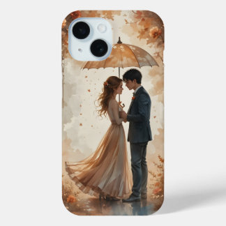 Coque Case-Mate iPhone Couple romantique d'automne sous parapluie - Amour