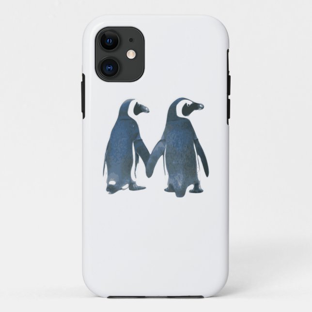 Coques Case-Mate iPhone Couples de pingouin tenant des mains (Dos)
