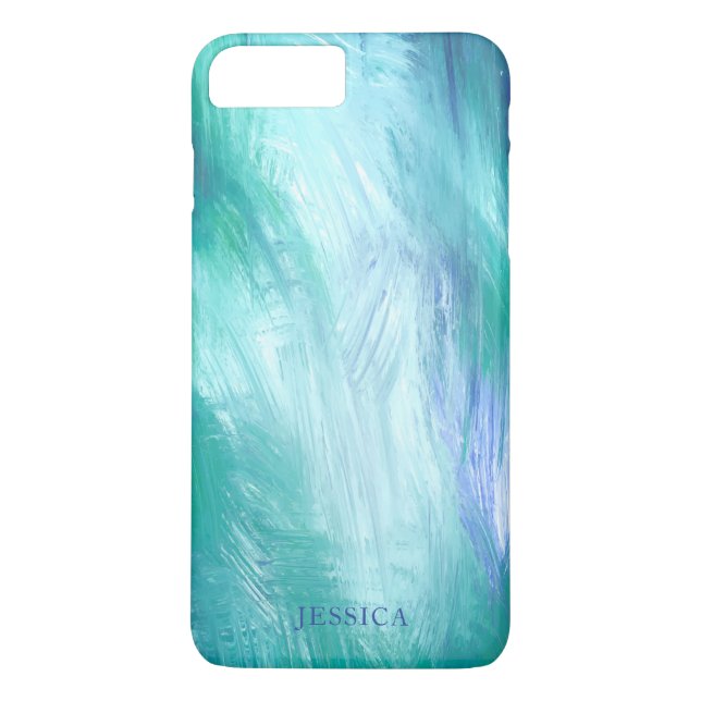 Coques Case-Mate iPhone Coups de Pinceau Abstraits Modernes Turquoise Vert (Dos)