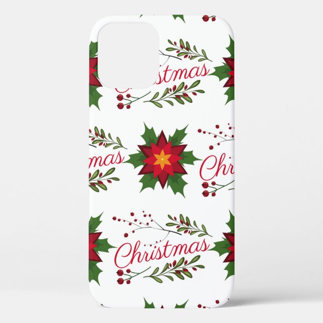 Coques Case-Mate iPhone Courbe fleurie de Noël motif floret holi (Verso)