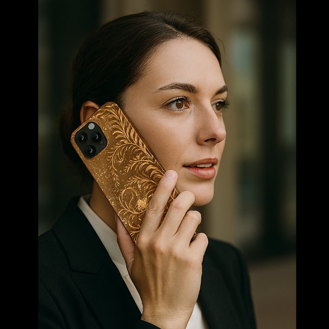 Coques Case-Mate iPhone Courbe florale dorée moderne (Créateur téléchargé)