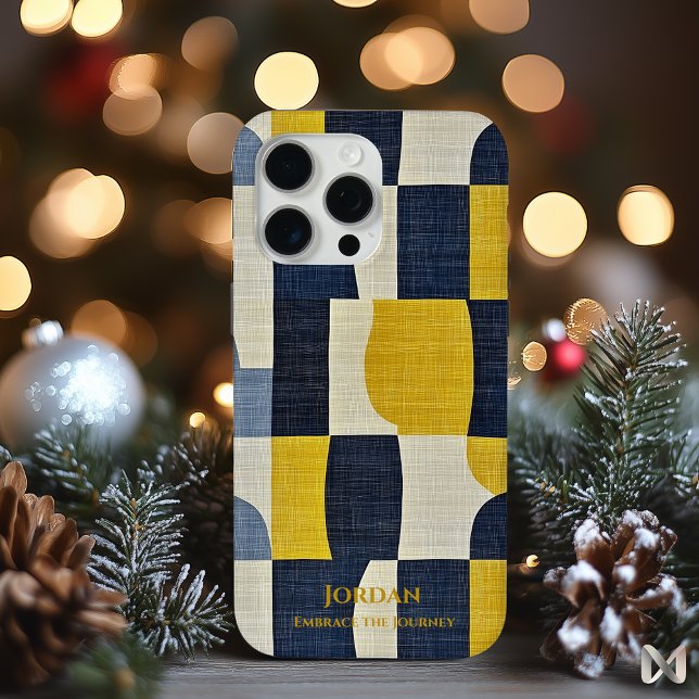 Coques Case-Mate iPhone Courbes abstraites Navy et Moutarde – Art minimali (Créateur téléchargé)