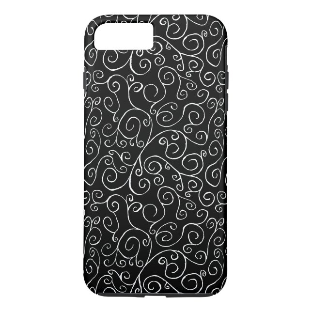 Coques Case-Mate iPhone Courbes blanches peintes sur noir (Dos)