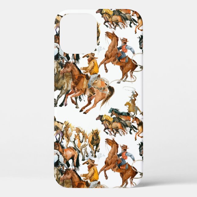 Coques Case-Mate iPhone Courir des chevaux sans couture motif. Cowboy amér (Verso)
