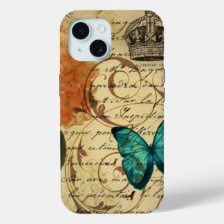 Coque Case-Mate iPhone couronne art botanique français papillon hydrangée