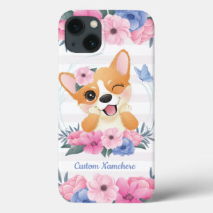 Case-Mate iPhone Case Couronne de fleurs de chien Corgi mignon Papillon
