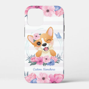 Case-Mate iPhone Case Couronne de fleurs de chien Corgi mignon Papillon