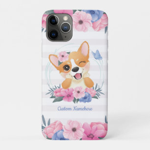 Case-Mate iPhone Case Couronne de fleurs de chien Corgi mignon Papillon 