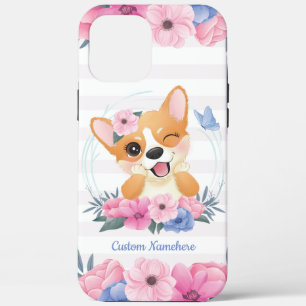 Case-Mate iPhone Case Couronne de fleurs de chien Corgi mignon Papillon