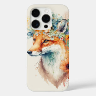 Coque iPhone 16 Pro Couronne de fleurs de renard aquarelle