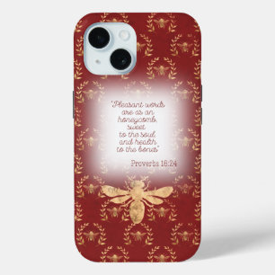 Coque Case-Mate iPhone Couronne de foi chic rouge profond en nid d'abeill