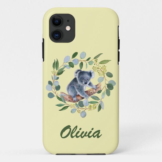 Coques Case-Mate iPhone Couronne de koala aquarelle et eucalyptus  (Dos)