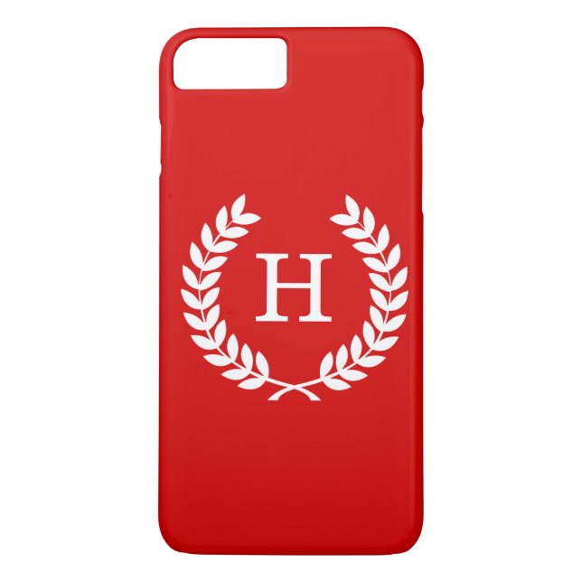 Coques Case-Mate iPhone Couronne de laurier blanc de blé rouge Monogramme  (Dos)