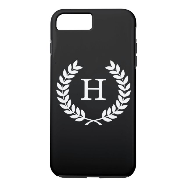 Coques Case-Mate iPhone Couronne de laurier blanc noir de blé Monogramme i (Dos)