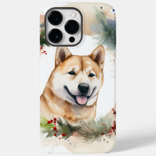 Coque Case-Mate iPhone Couronne de Noël Akita Chien de fête