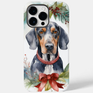 Coque Case-Mate iPhone Couronne de Noël Bluetick Coonhound Chien festif
