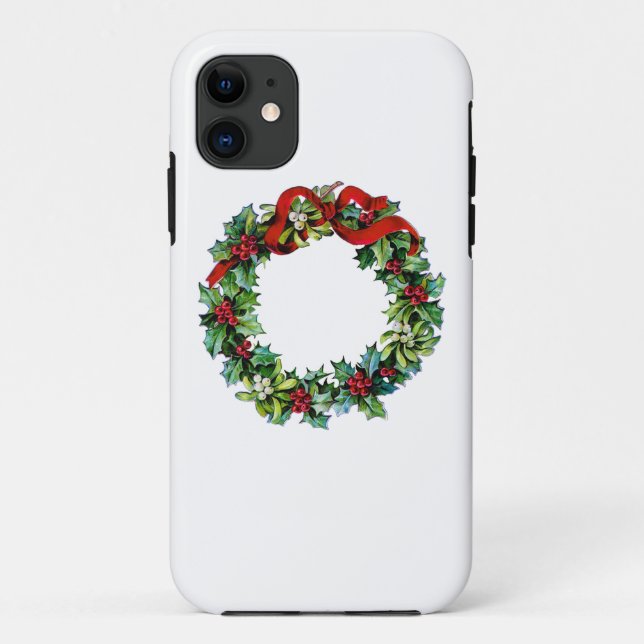 Coques Case-Mate iPhone Couronne de Noël de Holly et MIstletoe (Dos)