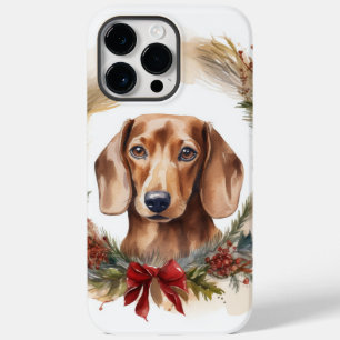 Coque Case-Mate iPhone Couronne de Noël de teckel Chien festif