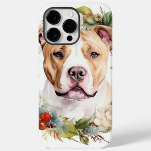 Coque Case-Mate iPhone Couronne de Noël festive American Staffordshire