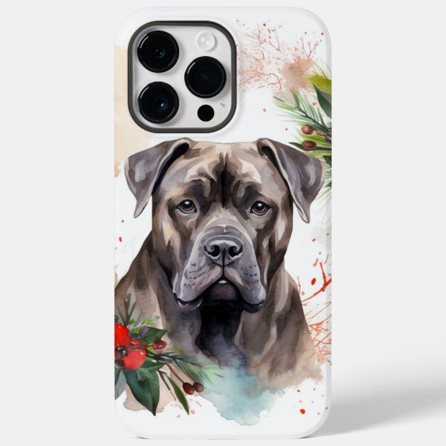 Coques Case-Mate iPhone Couronne de Noël festive du Cane Corso (Verso)