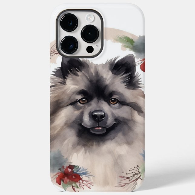 Coques Case-Mate iPhone Couronne de Noël festive Keeshond (Verso)