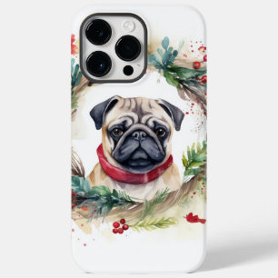 Coque Case-Mate iPhone Couronne de Noël festive Pug chiot