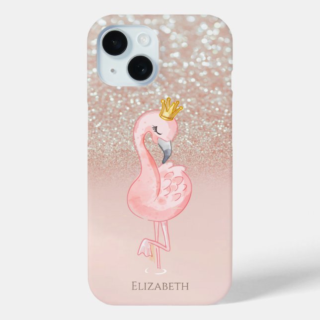 Coques Case-Mate iPhone Couronne de princesse élégante flamant rose, Bokeh (Verso)