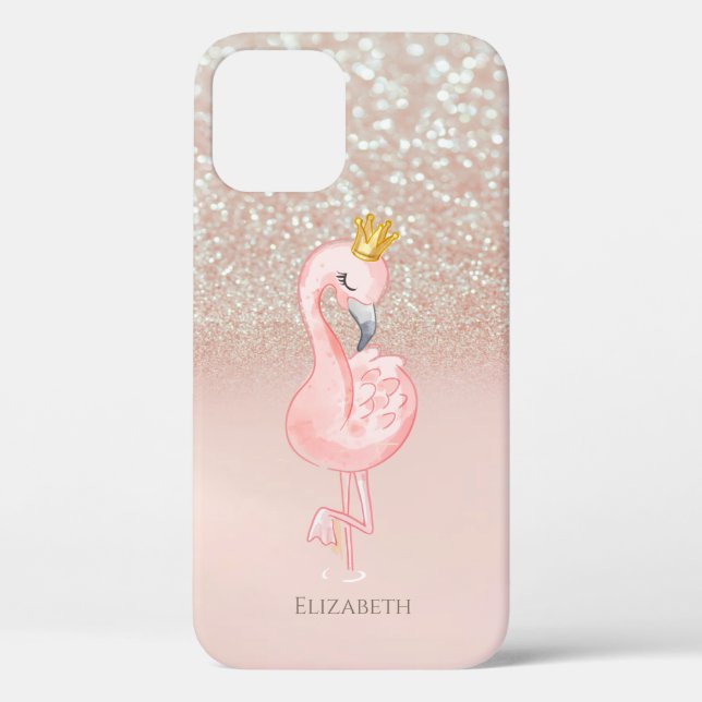 Coques Case-Mate iPhone Couronne de princesse élégante flamant rose, Bokeh (Verso)