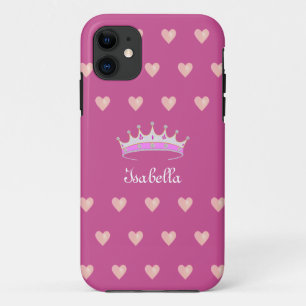 Case-Mate iPhone Case Couronne de princesse Tiara & cœurs roses sur or r