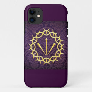Coque iPhone 11 Couronne D'Or D'Épines Sur Arrière - plan Violet N
