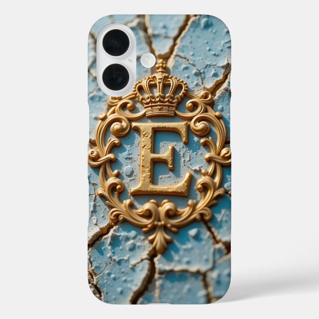 Coques Case-Mate iPhone Couronne dorée ornée de luxe baroque monogramme E (Verso)