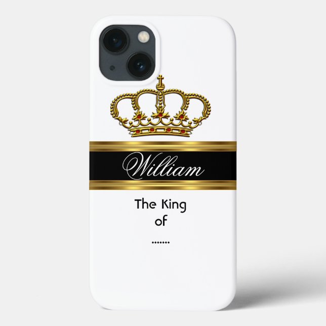 Coques Case-Mate iPhone Couronne Élégante de Classe Royale Or Noir Blanc (Verso)