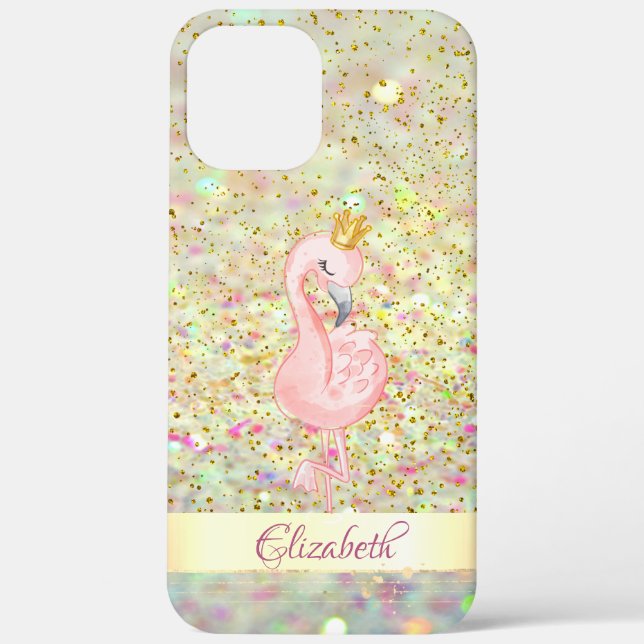 Coques Case-Mate iPhone Couronne Flamant Rose Paillettes Bokeh Confettis (Verso)