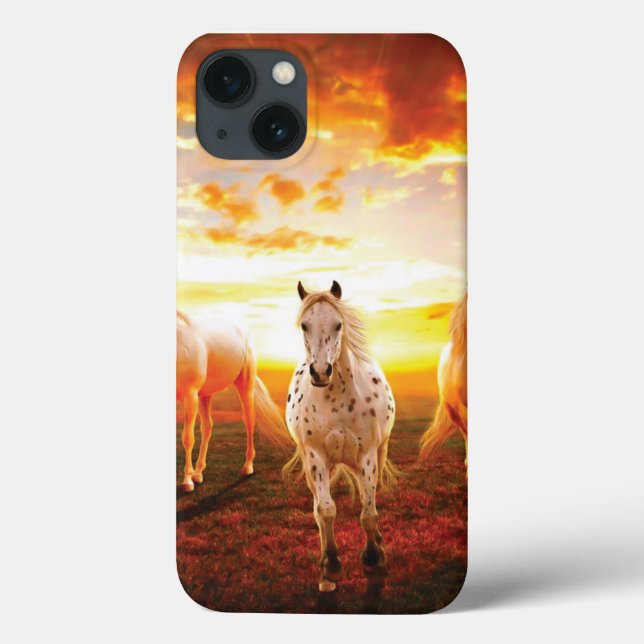 Coques Case-Mate iPhone Coussin de chevaux au coucher du soleil (Verso)
